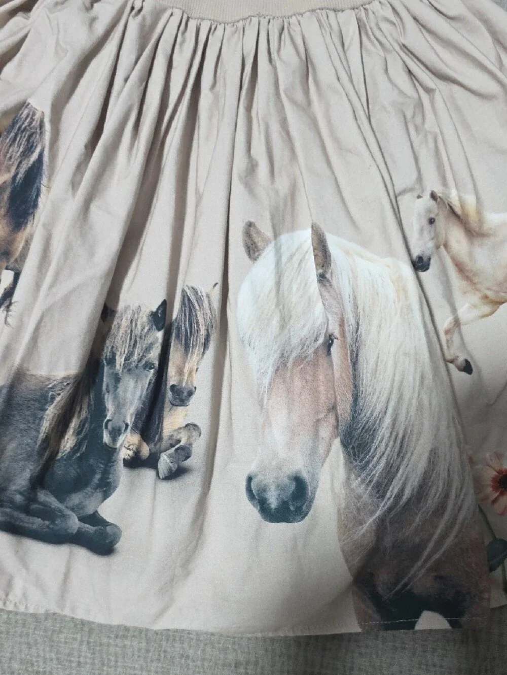 Molo Beige Horse Print Casual Girls Dress